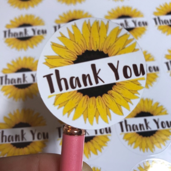 48ct sunflower thank you stickers size about 1.5” - Picture 2 of 5